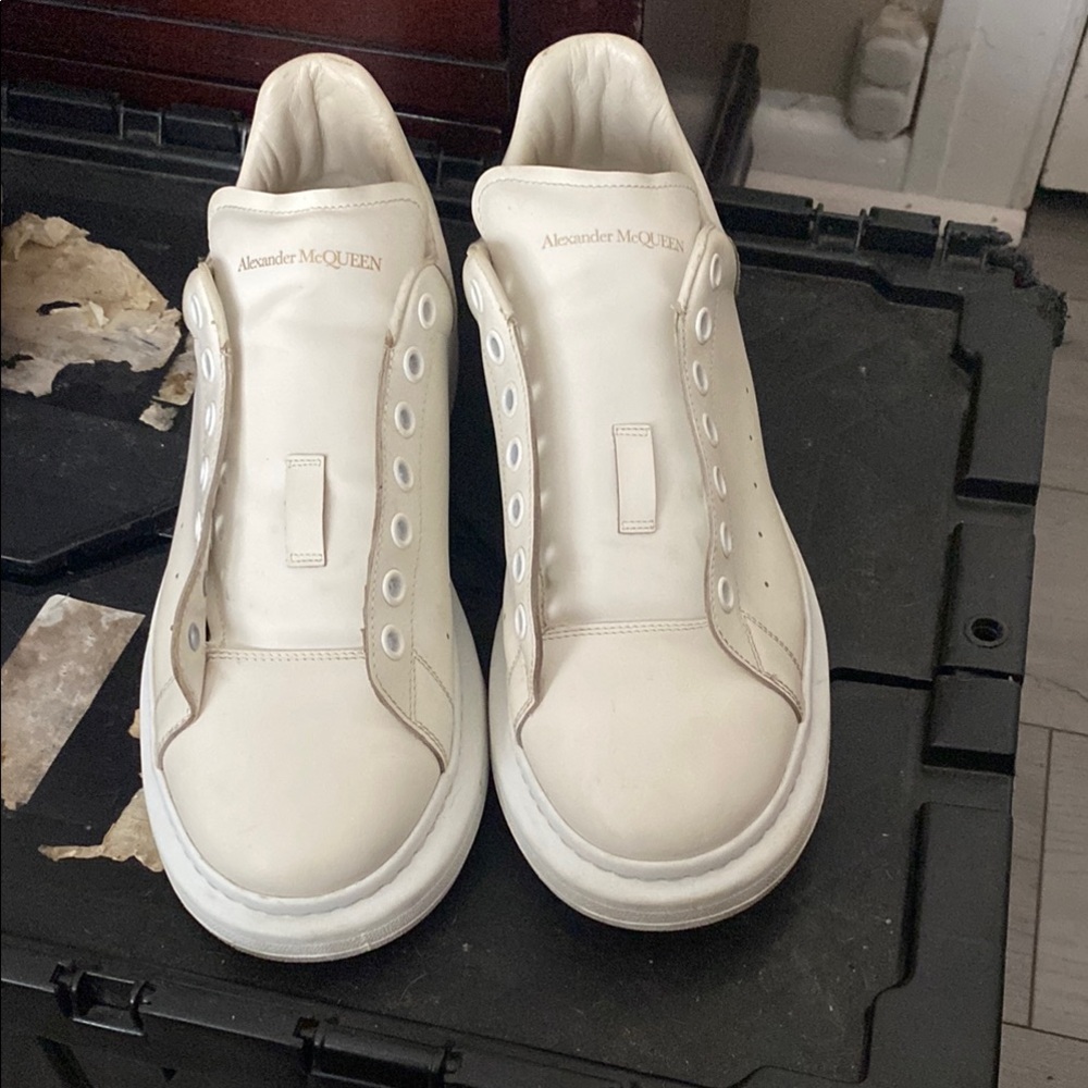 Alexander McQueen Cream Leather Sneakers